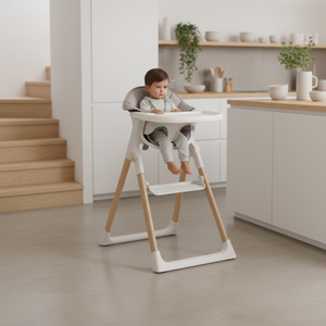 Seggiolone per Bambini Regolabile, Design Moderno in Legno, Sedia da Pranzo di Lusso per Neonati con Funzione Dondolo - Product Image 1
