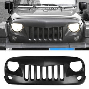 Gril avant ABS avec maille, noir mat, grille de pare-chocs avant pour <span class=keywords><strong>Jeep</strong></span> Wrangler JK, accessoires 2007-2018 - Product Image 1