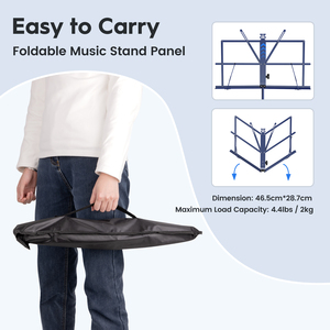 Soporte <span class=keywords><strong>para</strong></span> Partituras Plegable de Metal, Aleación de Hierro y Aluminio, Ajustable en Altura, en Colores Azul, Negro y Rosa, Venta al Por Mayor de Fábrica - Product Image 5