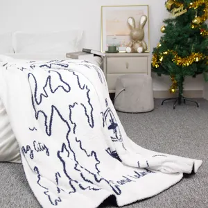 定制印花毛毯100% 超细纤维织物成人针织沙发毛毯