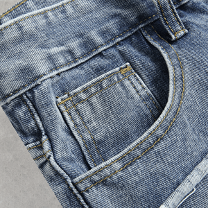 Üreticileri toptan OEM özel sıkıntılı Streetwear kot erkek moda Denim yığılmış pantolon - Product Image 5