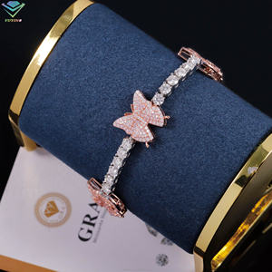 Pulsera de Cadena Tipo Tenis de Plata de Ley 925 con Diseño de Mariposa en Oro Rosa, Adornada con Diamantes de Moissanita VVS de 3mm, Joyería Fina para Regalo - Product Image 3