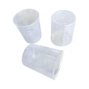 100ml 플라스틱 재사용 측정 컵 투명 다목적 플라스틱 측정 비커 컵 세트 양면 규모 홈