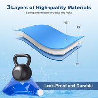 Sacs à eau 4 pièces sans BPA, anti-fuite, pliables, réutilisables, avec poignée de longueur de main, 1,3 gallon, pour nourriture pour animaux de compagnie, camping, randonnée, sac à dos