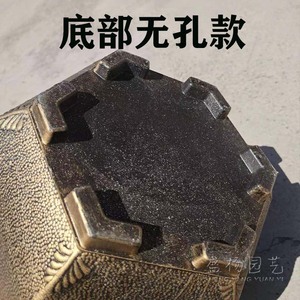 Rui Yang Aluminum <b>Plastic</b> Imitation Copper Round Flower Pot Outdoor Garden <b>Planter</b> Injection Molding With Holes For Hydroponic - Product Image 4