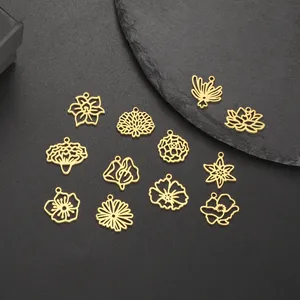 <span class=keywords><strong>Lot</strong></span> de 12 breloques en acier inoxydable, motifs fleurs du mois de <span class=keywords><strong>naissance</strong></span> (Aster, Violet, Œillet, Lotus, Pavot), pour la fabrication de bijoux DIY, vente en gros - Product Image 4
