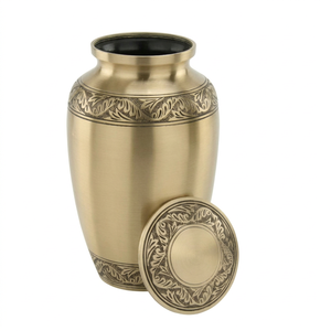 Gold Metal Cremation Urn Handcrafted Adult <b>Ashes</b> <b>Keepsake</b> Urn with Engraved Floral Pattern Memorial Decor - Indian Home Crafts - Product Image 4