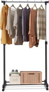 Porte-vêtements en acier inoxydable simple, avec roulettes, pour intérieur/extérieur, organisateur de vêtements pour salle de bain, vente en gros - Product Image 6