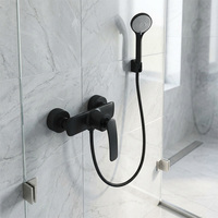 Robinet mural moderne en laiton gris anthracite avec mitigeur eau chaude/froide pour douche et ensemble de douche de salle de bain