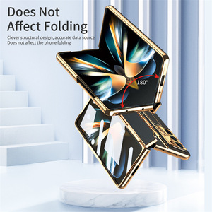 เคสกันกระแทกแบบเต็มตัวสำหรับ Samsung Galaxy <span class=keywords><strong>Z</strong></span> <span class=keywords><strong>Fold</strong></span> 7 W26 6 / 5 / 4 3  วัสดุ PC+ หนัง  พร้อมฟิล์มกันรอยแบบเทมเปอร์  และขาตั้งแบบพับได้ - Product Image 4