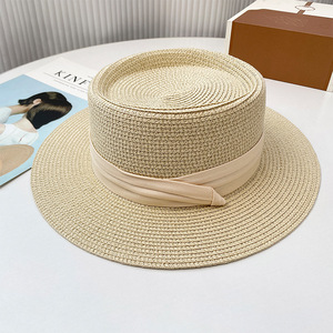 Chapeau haut de forme en fourrure style bohème chic avec large bord, fleur et nœud papillon pour l'été, la plage, le jardin, les pique-niques et les activités de plein air - Product Image 1