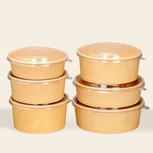 Disposable <b>Lunch</b> <b>Box</b> Takeaway Food Grade Biodegradable Kraft Paper Bowl with Lids - Product Image 6