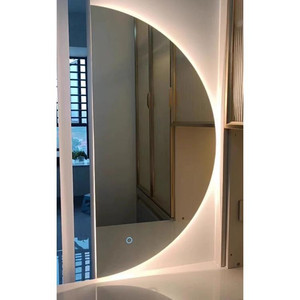 Intérieur d'hôtel <span class=keywords><strong>Grand</strong></span> <span class=keywords><strong>miroir</strong></span> de bain mural sans cadre avec lumière <span class=keywords><strong>Miroir</strong></span> intelligent <span class=keywords><strong>demi</strong></span>-rond irrégulier <span class=keywords><strong>Miroir</strong></span> Led de salle de bain Moon Espejo - Product Image 6