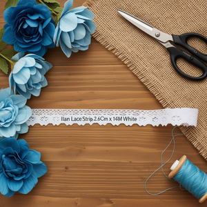 Strisce di pizzo Ilan 2,6 cm x 14 m bianche per artigianato e decorazioni - Product Image 2