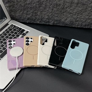 Étui de téléphone magnétique de luxe pour Samsung S26 S25 Ultra S24 Plus S22 S21 <span class=keywords><strong>S20</strong></span> A37 <span class=keywords><strong>Coque</strong></span> en <span class=keywords><strong>silicone</strong></span> souple antichoc couleur bonbon brillante - Product Image 4