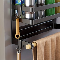 Étagère magnétique pour réfrigérateur, 2 couches avec porte-serviettes en papier pour cuisine, mur latéral, épices, assaisonnement