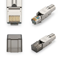 Konektor Jaringan RJ45 Shielded Cat6 Gigabit Kecepatan Tinggi, Pemasangan Lapangan Tanpa Alat, Sinyal Ethernet Stabil, Berbahan Seng