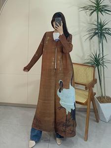 Abrigo Plisado con Estampado Paisajístico, Cárdigan Maxi Plisado Abierto por Delante para Mujer, Ligero y Elegante, Ropa de Abrigo Otoñal para Vacaciones 2026 - Product Image 3