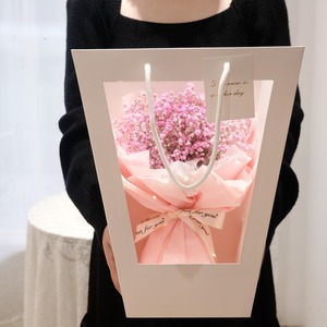 RTS 30*20*15cm Transparent Tote Flower Gift Bags Birthday Gift Bags Window Paper Bags