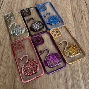 Étuis de téléphone portable de luxe en galvanoplastie transparente à paillettes Quicksand Swan pour étuis iPhone 15 Pro Max - Product Image 2