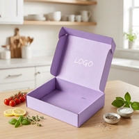 Boîte d'expédition pour vêtements, design personnalisé, vente chaude, emballage violet avec votre logo pour l'emballage de vêtements