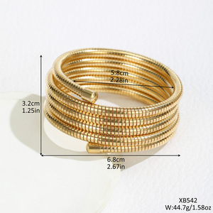 Pulsera de acero inoxidable de varias capas con anillo elástico enrollado, joyería unisex con acabado en oro blanco - Product Image 4