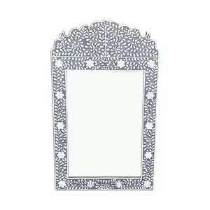 High Quality Handcrafted Rajasthani Bone Inlay Wall Mirror With Brass Accent For Entryway Wall At Affordable Price - Product Image 3
