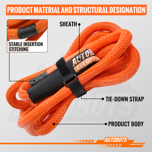 AUTOBOTS <span class=keywords><strong>Corde</strong></span> de remorquage de <span class=keywords><strong>voiture</strong></span> en nylon 100% à récupération d'énergie cinétique, outils d'urgence - Product Image 4