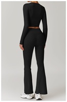 Vêtements de sport pour la remise en forme, vêtements de sport pour la salle de sport, t-shirt de sport hautement extensible, pantalon de yoga évasé taille haute, ensemble de yoga pour l'entraînement
