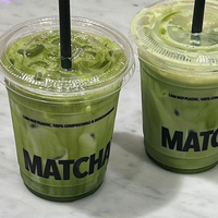 Gobelets en plastique PET vert matcha en gros, gobelets jetables recyclables pour le thé, le café et les événements, qualité alimentaire, impression de logo personnalisée