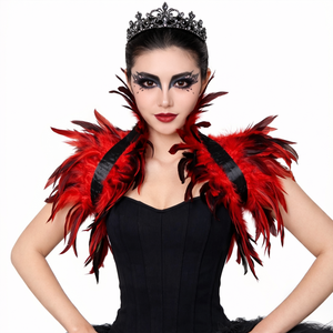 Accessoires de costume de danse pour spectacle sur scène, festival, défilé, soirée en boîte de nuit : Épaulettes et châle d'épaule de luxe en plumes réglables - Product Image 3