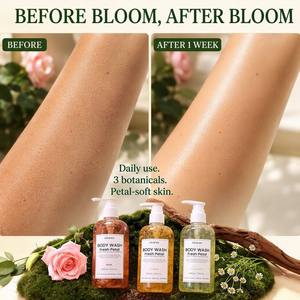 Gel Douche Pétales de Fleurs 300ml Rose Jasmin Camomille Nettoyant Doux Hydratant Éclat Lissant OEM - Product Image 5