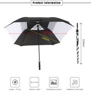 Large Size 68 Inch Windproof Straight Square Golf <b>Umbrella</b> with Carrying Case 190T Pongee Fabric for Men Women Travel - Product Image 2