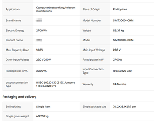 Alimentatore SMT3000I-CH <span class=keywords><strong>3000</strong></span> con Batteria Integrata RBC55 3000V SMT3000I-CH - Product Image 4