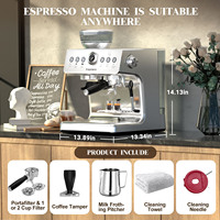 Machine à café expresso électrique professionnelle 21M avec broyeur réglable en acier inoxydable, du grain à la tasse, pour usage domestique, hôtelier et en camping-car