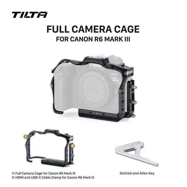 TILTA R6 Mark III Camera Cage for Canon EOS R6 Mark III / R5 Mark II with Cable Clamp Xeno Top Handle Cold Shoe Mount Arca Base`