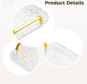 Clear Plastic Durable Eco-Friendly Airtight <b>Lock</b> Lid Stackable Organizer Tray Handle for Drawer Countertop Food-<b>Safe</b> Storage | - Product Image 2