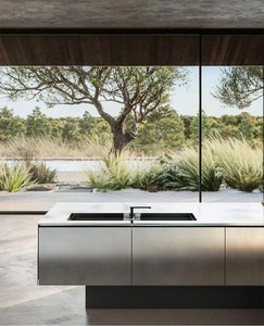 Meubles de cuisine modulaires de luxe italiens au design moderne pour hôtels commerciaux, ensemble d'îlots de rangement muraux pour salon - Product Image 4