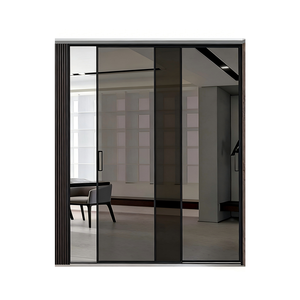 Porte coulissante en <span class=keywords><strong>verre</strong></span> pour armoire, fonctionnement silencieux, <span class=keywords><strong>cadre</strong></span> en alliage titane-magnésium, <span class=keywords><strong>double</strong></span> <span class=keywords><strong>verre</strong></span> trempé pour hôtels, appartements et entrées. - Product Image 3