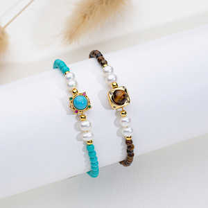Wholesale Tiger's Eye Freshwater <b>Pearl</b> <b>Bracelet</b> <b>for</b> <b>Women</b> High-End Turquoise Natural Stone Cross-Border Exploitive Handmade - Product Image 4