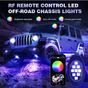 OEM RGB Kit lampu bawah mobil kendali aplikasi, lampu mobil lain tahan air, Aksesori Mobil truk ATV UTV SUV, lampu batu Led