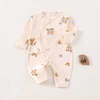 Vente en gros usine Kaka Bear Combinaison bébé unisexe 100% Coton, longueur cheville, motif papillon, fermeture auto-agrippante, imprimé dessin animé