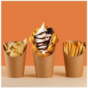 Support d'emballage personnalisé pour frites en cône, avec logo imprimé, jetable, économique, 12oz 16oz, pour frites de restauration rapide, gobelet en papier - Product Image 1