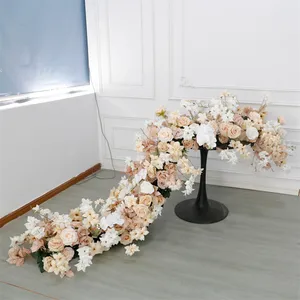 LFB2278 Kunden spezifische elegante Rose Magnolie Blume künstliche Seide Blumen Girlande für Hochzeit Tisch dekoration Blumen läufer