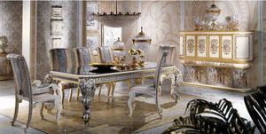 French Restaurant Furniture Luxury Hand Carved Glass <strong>Round</strong> <strong>Dining</strong> <strong>Table</strong> <strong>4</strong> or 6 Chairs <strong>Set</strong> - Product Image 3