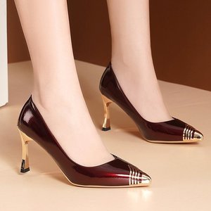 Talon haut femmes <span class=keywords><strong>2023</strong></span> printemps nouvelle bouche peu profonde chaussure unique mode cuir talon mince <span class=keywords><strong>chaussures</strong></span> de mariage pour femmes - Product Image 4