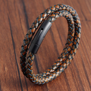 Bracciale da <span class=keywords><strong>Uomo</strong></span> di Alta Qualità con Chiusura in Acciaio Inossidabile, Colore Anticato, Vera Pelle Genuina, <span class=keywords><strong>Bracciali</strong></span> Avvolgenti, Braccialetti JBS10910 - Product Image 4