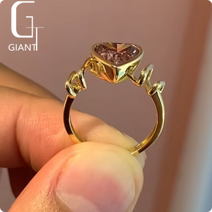 แหวนรูปหัวใจ เพชรแดงเพาะเลี้ยงในห้องปฏิบัติการ รับรองโดย IGI แหวนหมั้นหรูหราสั่งทำพิเศษสำหรับผู้หญิง ทองคำแท้ 9k 10k 14k - Product Image 4