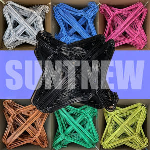 <span class=keywords><strong>Cintre</strong></span> en fil métallique jetable bleu pour magasin de nettoyage à sec à usage unique pour magasin de vêtements et élégant - Product Image 6