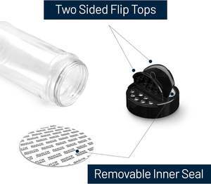 Envase Cilíndrico Transparente para Condimento de Sal Marina de Grado Alimenticio con Tapa de Rosca Negra Tipo Mariposa de 350 ml, Logotipo Personalizado - Product Image 3